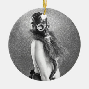 Gas  Mask Girl Ceramic Tree Decoration