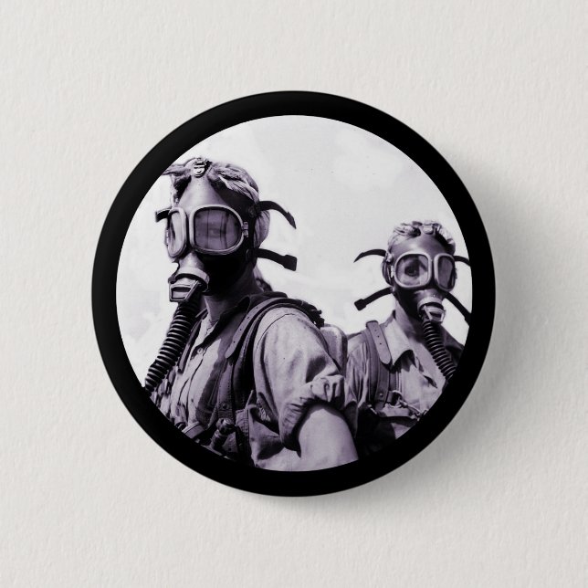 Gas Mask Girls in Purple 6 Cm Round Badge (Front)