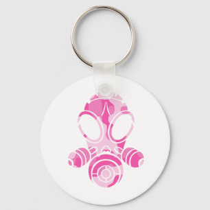 gas mask pink camo key ring