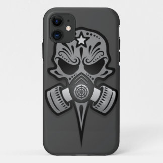 Gas Mask Sugar Skull, Grey iPhone 11 Case
