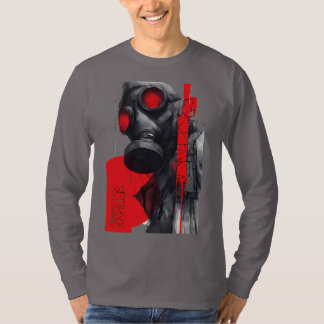 Gas Mask Trash Polka Red Black Long Sleeve T-Shirt