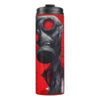 Gas Mask Trash Polka Red Black Thermal Tumbler