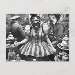 Gas Mask Woman at the Tea Party Postcard