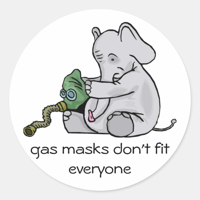 Gas Masks Don't work for Elephants Sticker (Front)
