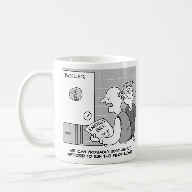 Gas Price Shock Energy Bill and Boiler Pilot Light Coffee Mug (Left)