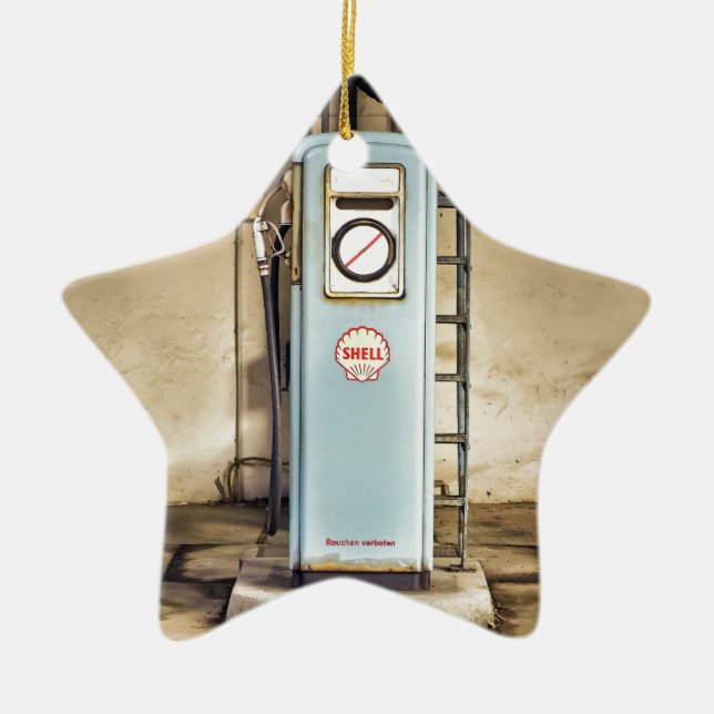 gas-pump ceramic ornament (Front)