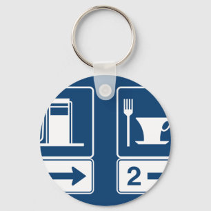 Gas Station And Diner Road Sign Key Ring
