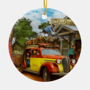 Gas Station - Fresh delivery to Pie Town 1940 Ceramic Ornament