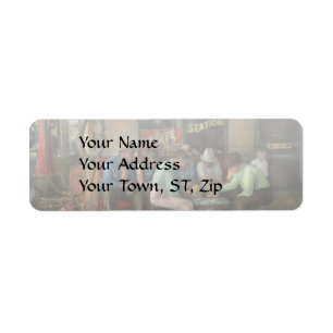 Gas Station - Playing checkers together 1939 Return Address Label