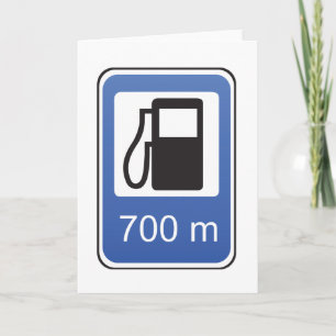 Gas Station Road Sign Greeting Cards