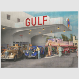 Gas Station - The great american road trip 1939 Tissue Paper