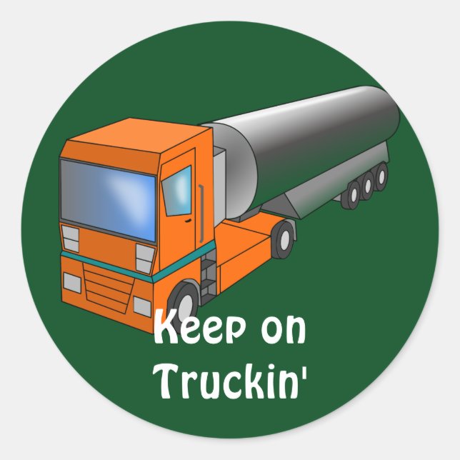 Gas Tanker Truck Heavy Transporter for Kids Classic Round Sticker (Front)