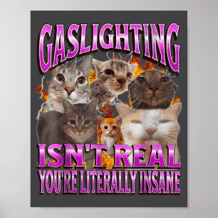 Gaslighting Isn't Real Funny Cat Meme Bootleg Grap Poster