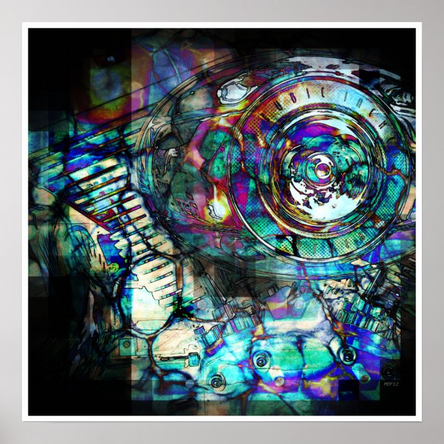 Gasoline Motorcycle Engine Poster (Front)