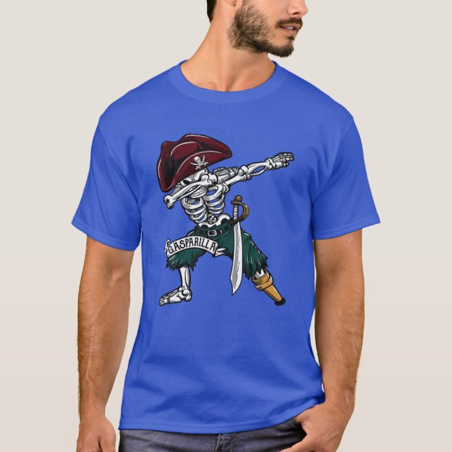 Gasparilla 2020 Dabbing Skeleton Pirate Jolly Roge T-Shirt (Front)