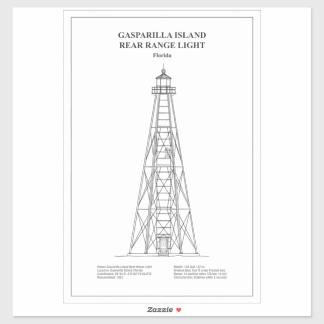 Gasparilla Island Rear Range Light - Florida - BD (Sheet)