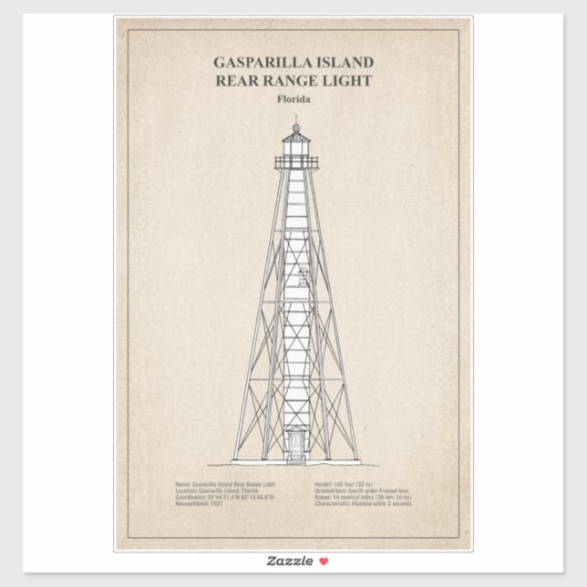 Gasparilla Island Rear Range Light - Florida - SBD (Sheet)