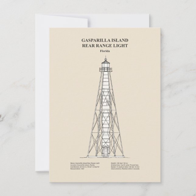 Gasparilla Island Rear Range Light - Florida - SBD Card (Front)