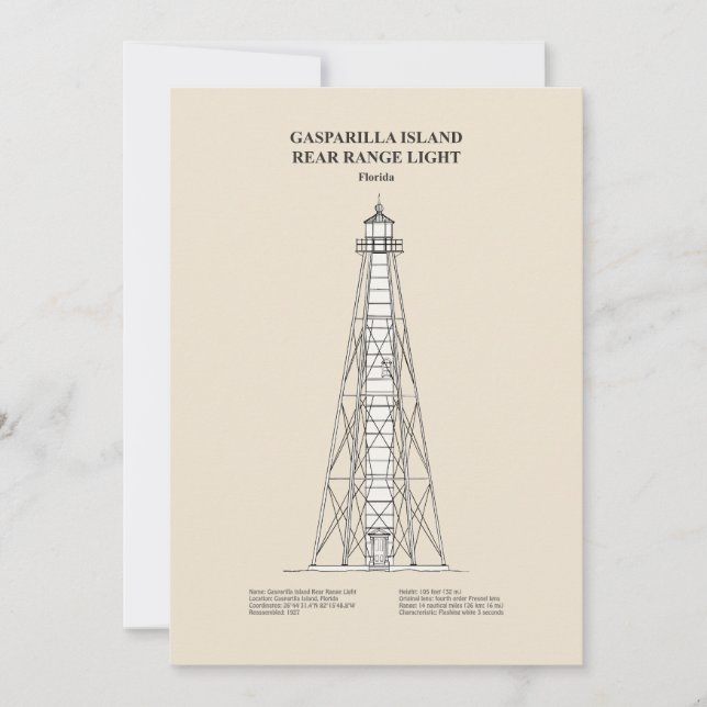 Gasparilla Island Rear Range Light - Florida - SBD Thank You Card (Front)