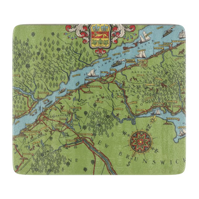 Gaspe Peninsula, Canada Map Cutting Board (Front)