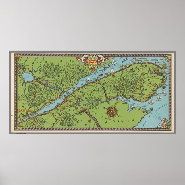 Gaspe Peninsula, Canada Map Poster (Front)