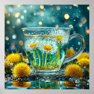Gass cup filled with water poster