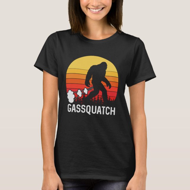GASSQUATCH Bigfoot Retro fart Design T-Shirt (Front)