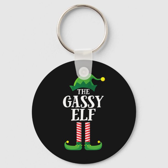 Gassy Elf Matching Family Group Christmas Party  Key Ring (Front)