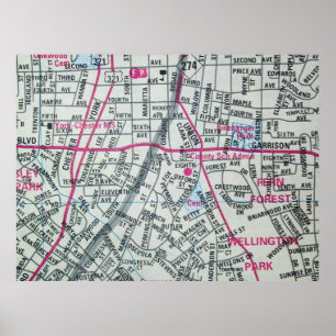 Gastonia, NC Vintage Map Poster