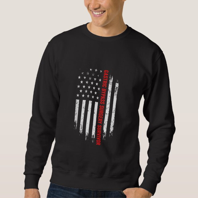 Gastric Bypass Surgery Survivor American Flag Reco Sweatshirt (Front)