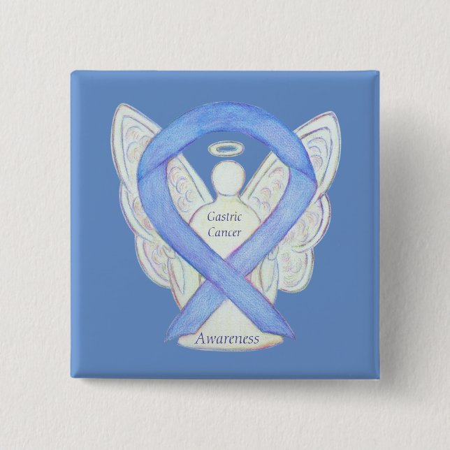 Gastric Cancer Angel Awareness Ribbon Art Pin (Front)