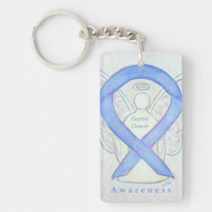 Gastric Cancer Angel Awareness Ribbon Keychain