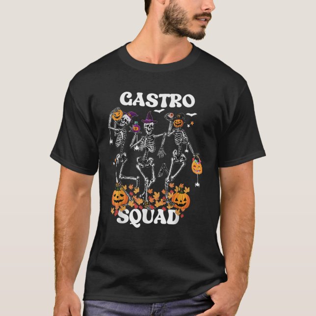 Gastro Squad Halloween Skeleton Dancing Endoscopy  T-Shirt (Front)