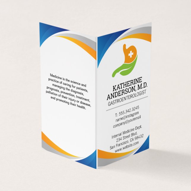 Gastroenterologist Logo | Internal Medicine Business Card (Outside)
