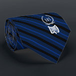 Gastroenterologist Monogram Blue Faux Gold Tie<br><div class="desc">A blue and black line striped personalised tie tailored to gastroenterology Medicine professionals.</div>