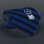 Gastroenterologist Monogram Blue Faux Gold Tie<br><div class="desc">A blue and black line striped personalised tie tailored to gastroenterology Medicine professionals.</div>