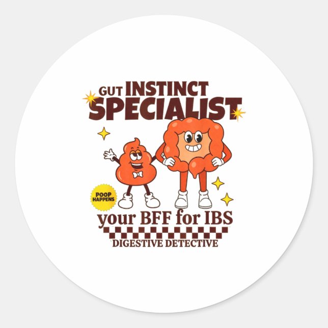 Gastroenterologist Retro Intestine Gift Ibs Gi Nur Classic Round Sticker (Front)