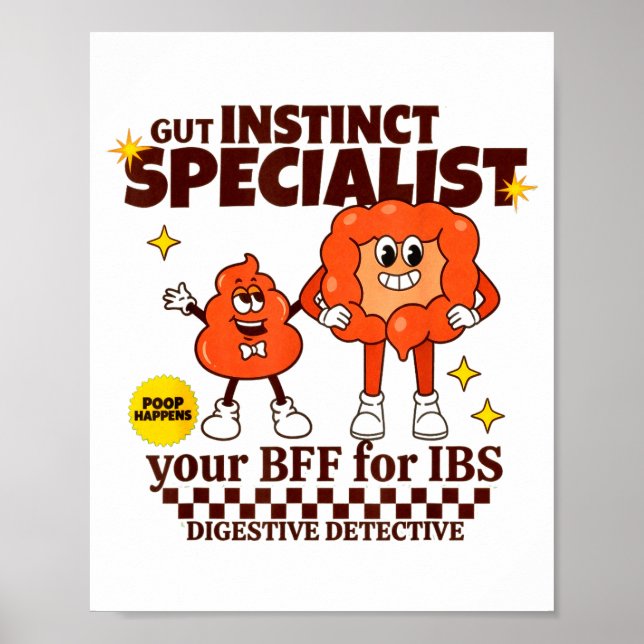 Gastroenterologist Retro Intestine Gift Ibs Gi Nur Poster (Front)