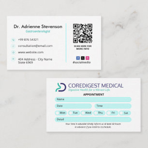 Gastroenterology Clinic Business   Appointment Card