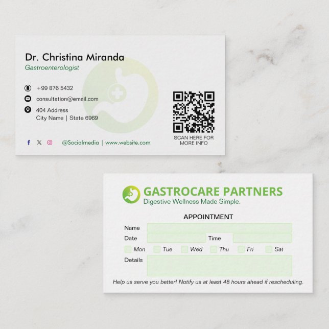Gastroenterology Clinic Business | Appointment Card (Front/Back)