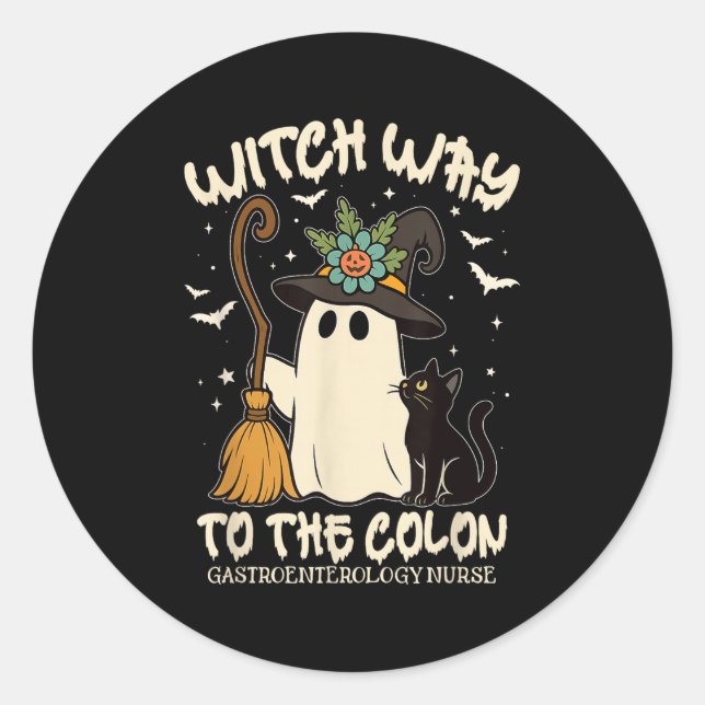 Gastroenterology Nurse Halloween Endo Nurse Ghost  Classic Round Sticker (Front)