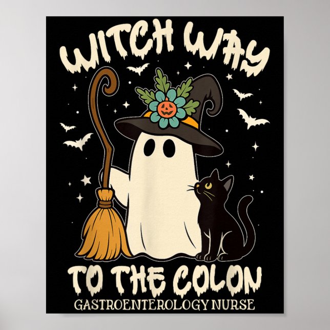 Gastroenterology Nurse Halloween Endo Nurse Ghost  Poster (Front)