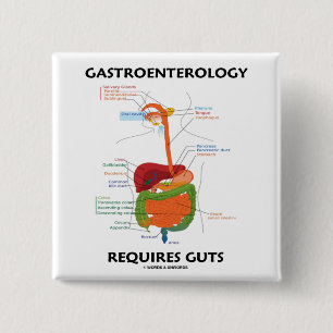 Gastroenterology Requires Guts (Digestive System) 15 Cm Square Badge