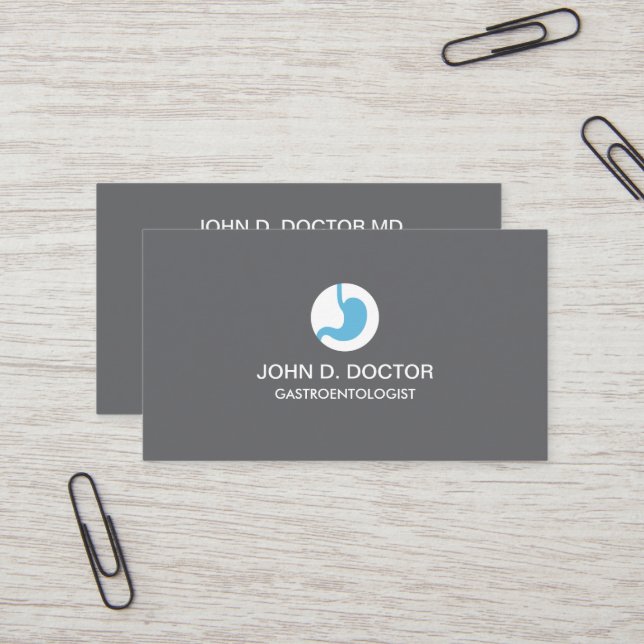 Gastrology or gastrologist grey business card (Front/Back In Situ)