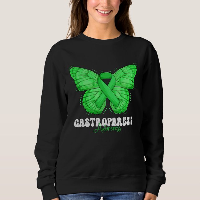 Gastroparesis Awareness Month Green Ribbon Butterf Sweatshirt (Front)
