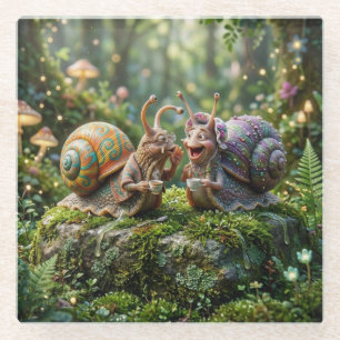 Gastropod Gossips Glass Coaster