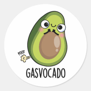 Gasvocado Funny Farting Avocado Pun  Classic Round Sticker