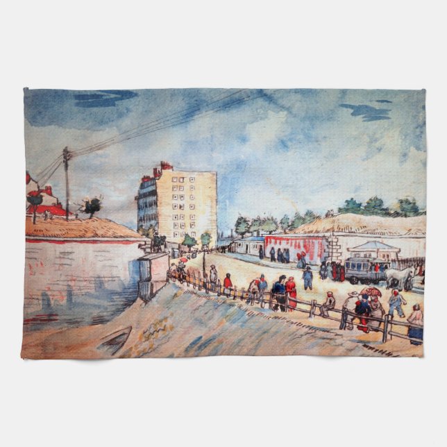 Gate in the Paris Ramparts by Vincent van Gogh Tea Towel (Horizontal)