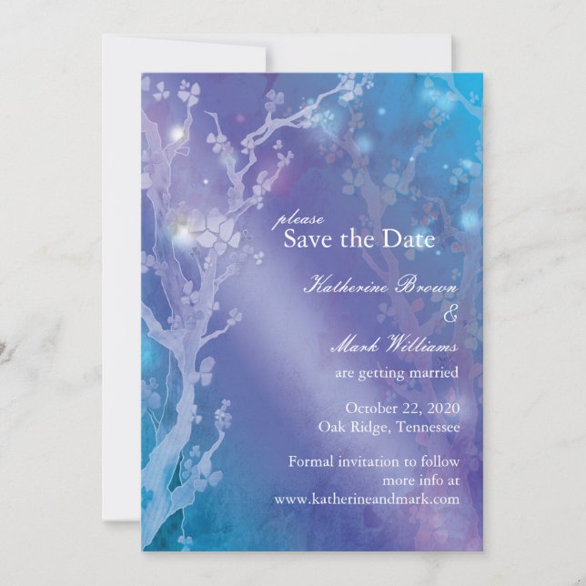 Gate of Dawn in Blue Wedding Save the Date (Front)