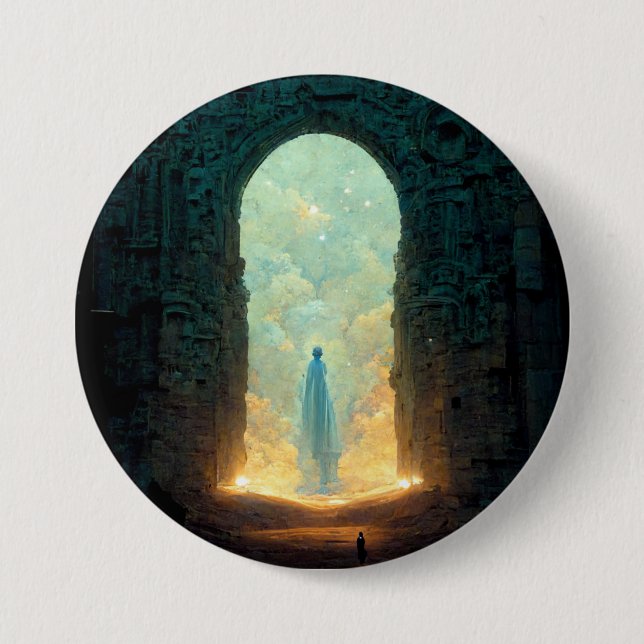 Gate of the Gods Fantasy Sci-Fi Art Button (Front)